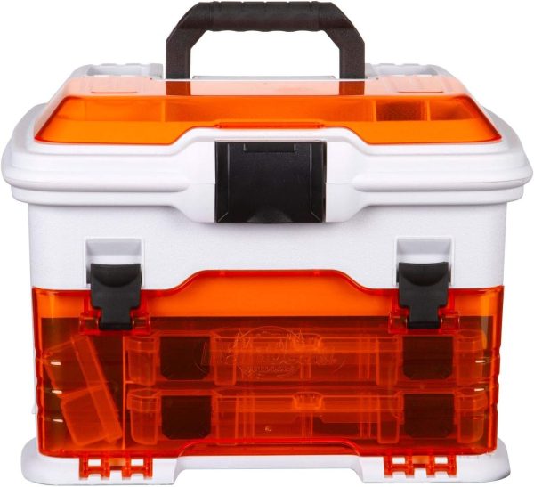 Flambeau Outdoors T4P Pro Multiloader Tackle Box - Portable Fishing Lure Organizer Station With Zerust Anti-RustTechnology, Includes 5 Removable Tuff Tainer Tackle Boxes, White/Orange - Image 2
