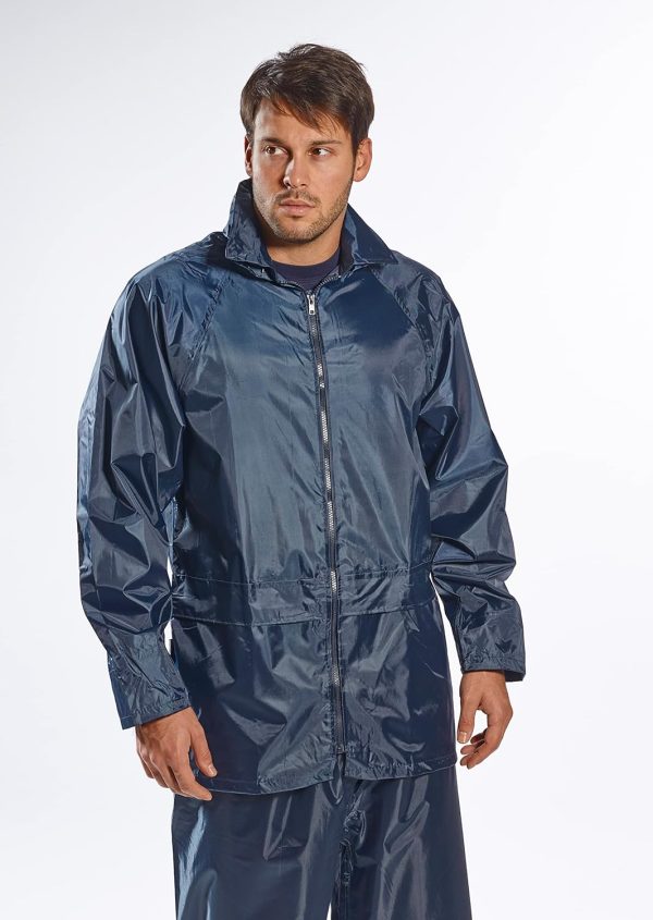 Portwest US440 Classic Waterproof Rain Jacket wth Pack Away Hood & Sealed Seams, Navy, Medium - Image 4