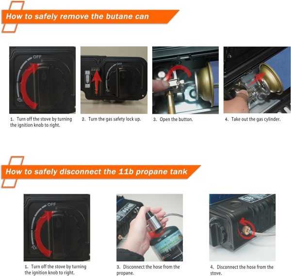 Propane or Butane Stove with Windblocker, Dual Fuel 10,000 BTU Propane Stove for Camping, Automatic Ignition, Gas Portable Stove with Propane Adapter Hose Carrying Case for Hiking (Fuel Not Included) - Image 6