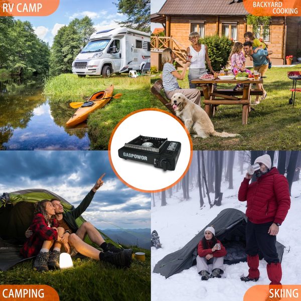 Propane or Butane Stove with Windblocker, Dual Fuel 10,000 BTU Propane Stove for Camping, Automatic Ignition, Gas Portable Stove with Propane Adapter Hose Carrying Case for Hiking (Fuel Not Included) - Image 9