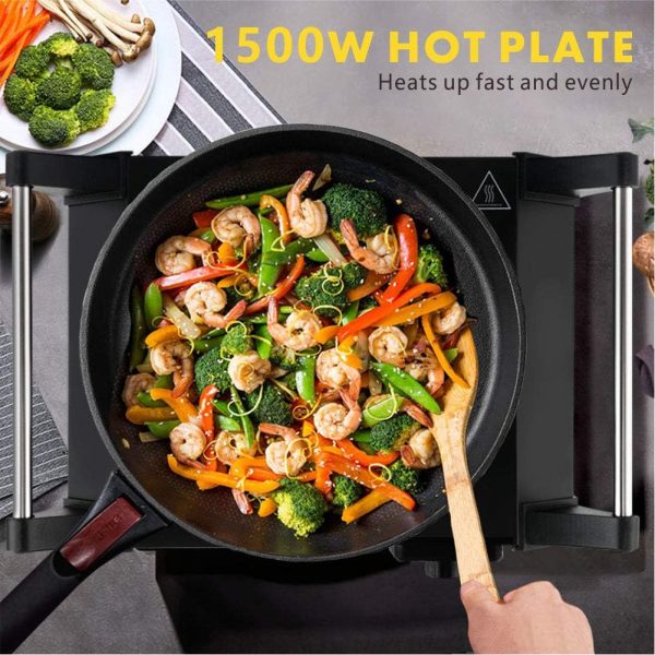 Techwood Hot Plate Portable Electric Stove 1500W Countertop Single Burner with Adjustable Temperature & Stay Cool Handles, 7.3” Cooktop for Dorm Office/Home/Camp, Compatible for All Cookwares - Image 8